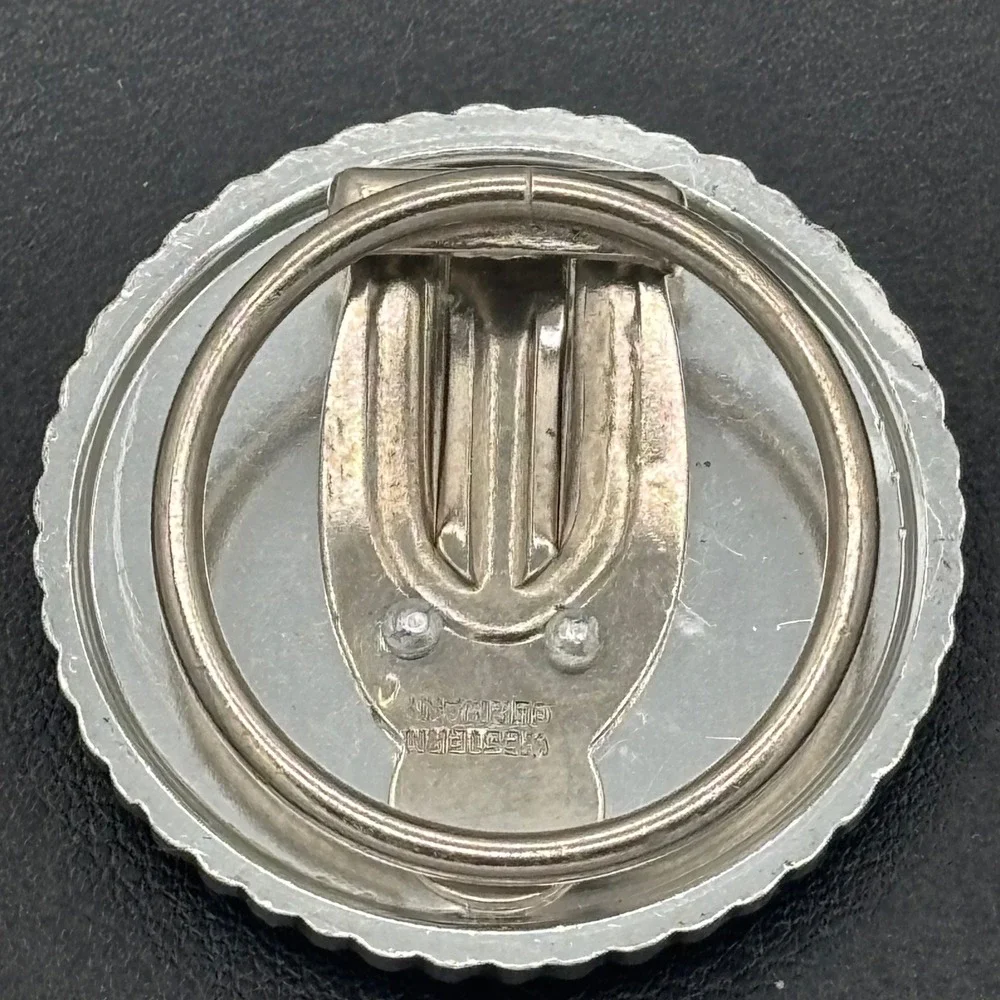Vintage Western Germany Scarf Clip Women OS Silver Tone Concentric Rope Textured
